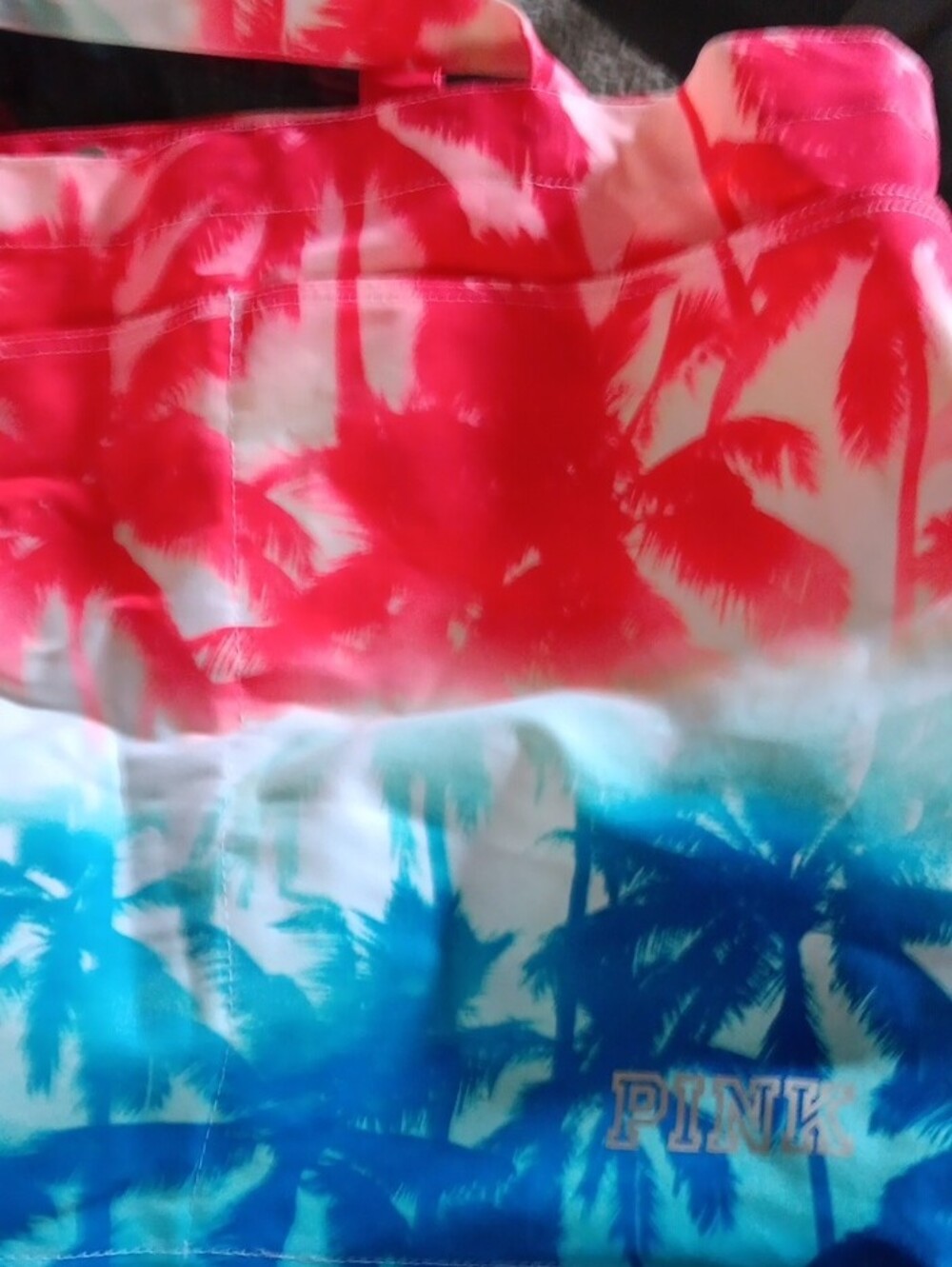 PINK Victoria's Secret Coral, Teal & Blue Ombre Palm Tote - Picture 2 of 5